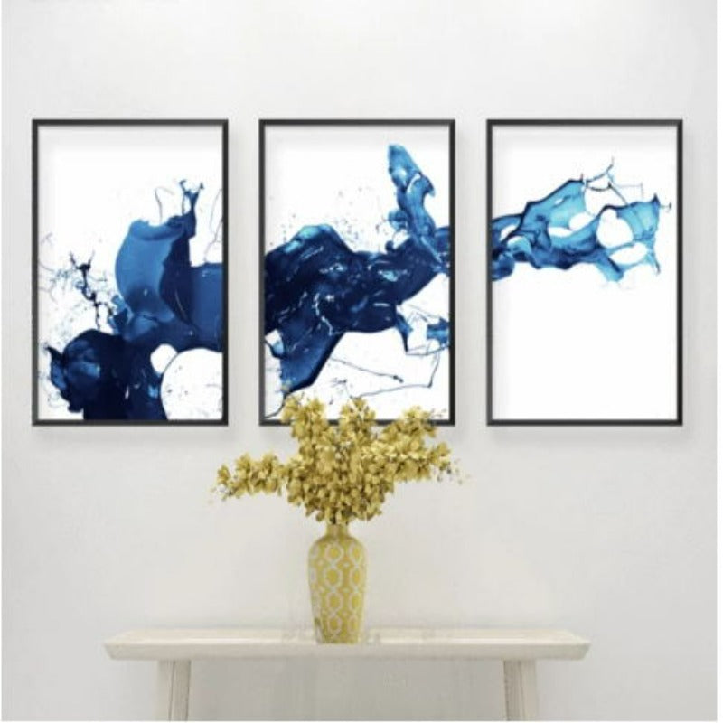 Cobalt Splash - Leinwand Wandkunst Malerei