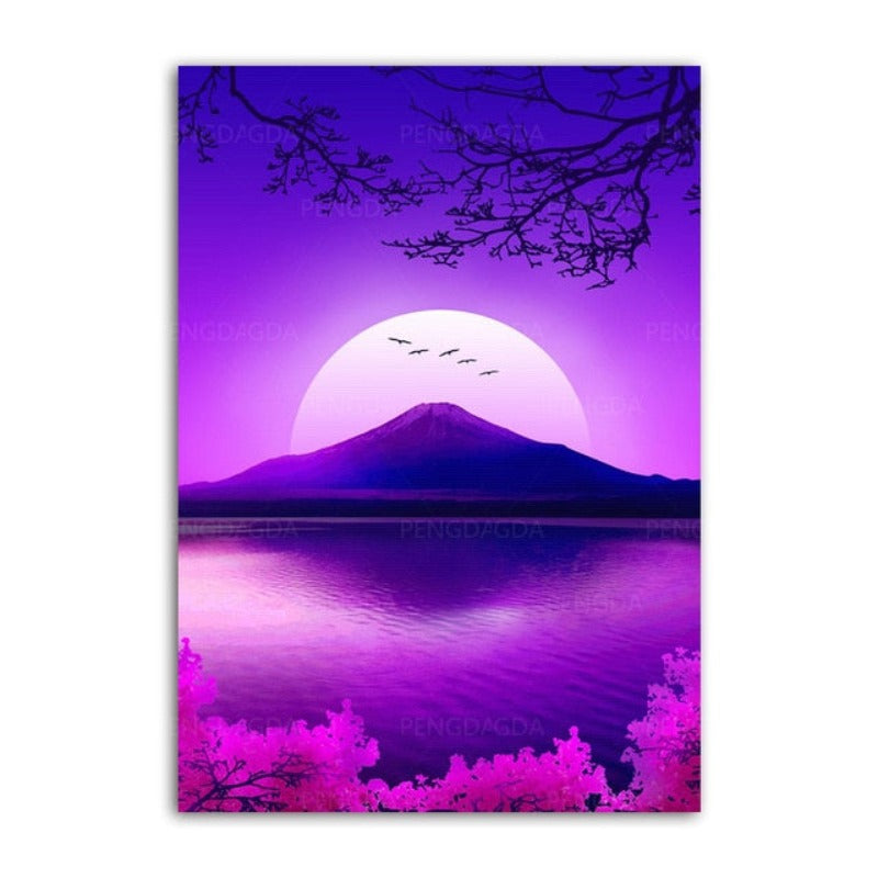 Synthwave Fuji - Leinwand Wandkunst Gemälde