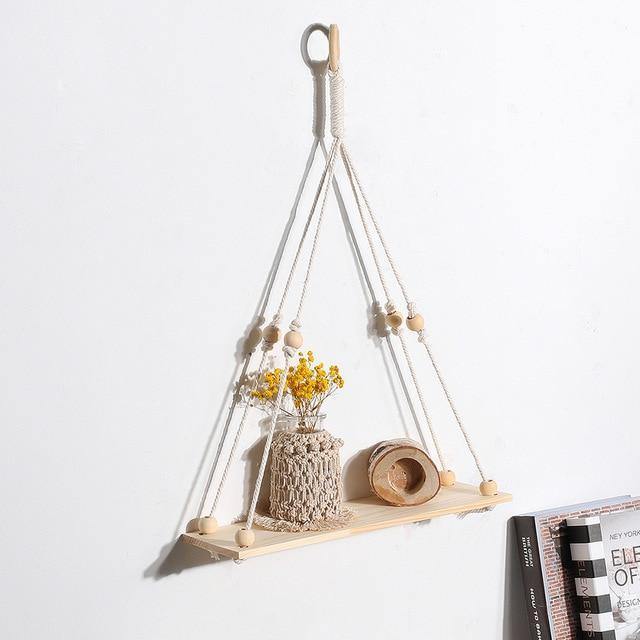 Frendorf | SwingNest Makramee Hängeregal aus Holz | Handgefertigt | Boho Deko | Vielseitig & Stilvoll