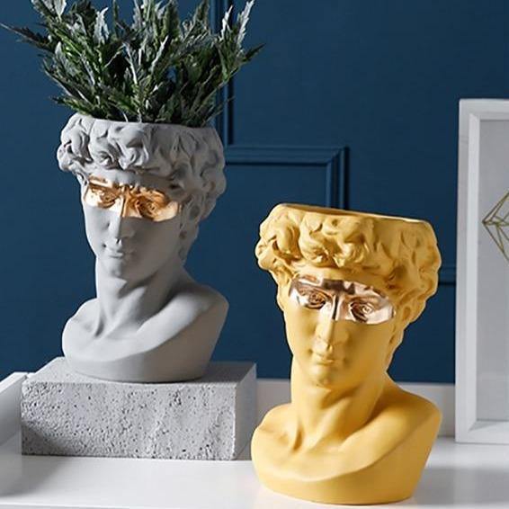 Frendorf | ArtéPlanter Keramik David Kopf Pflanztopf | Klassische Skulptur | Dekorative Vase | Stilvolle Wohnakzente