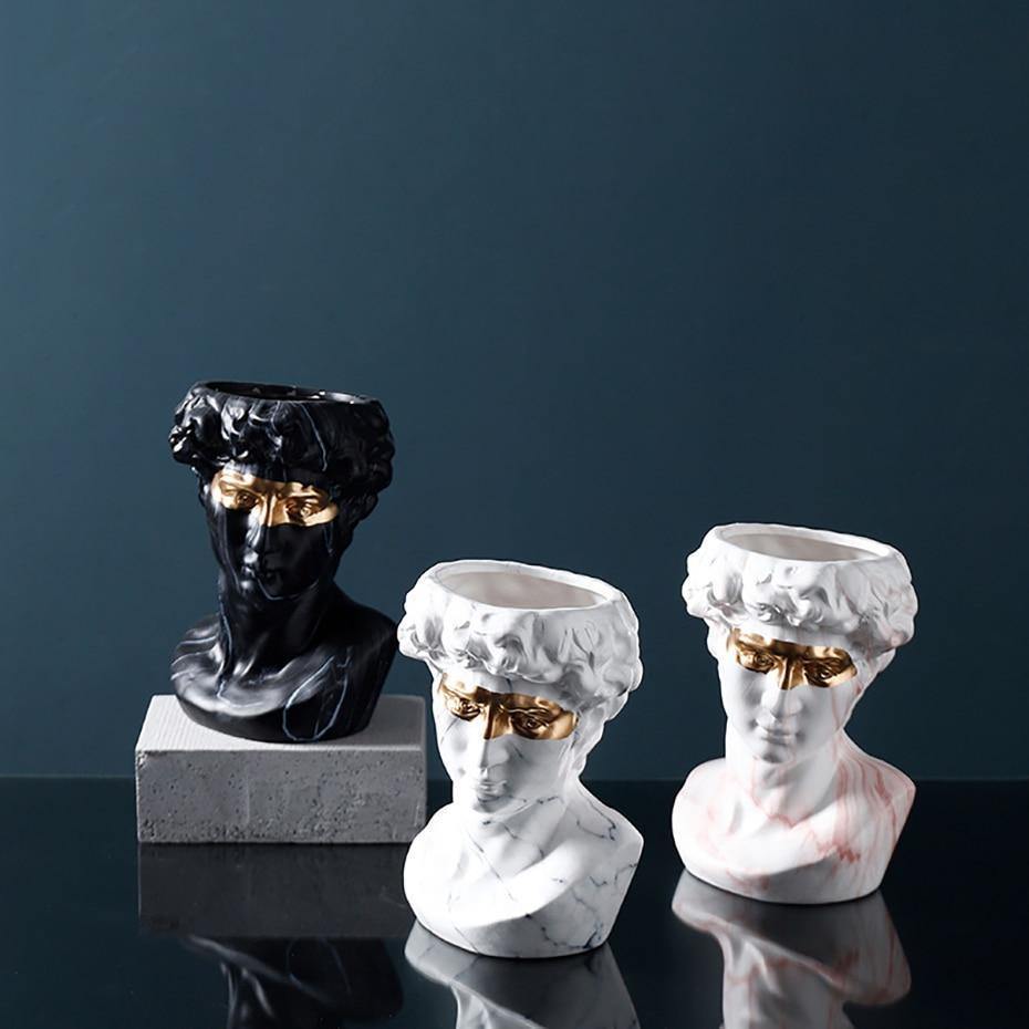 Frendorf | ArtéPlanter Keramik David Kopf Pflanztopf | Klassische Skulptur | Dekorative Vase | Stilvolle Wohnakzente