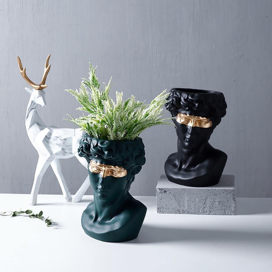 Frendorf | ArtéPlanter Keramik David Kopf Pflanztopf | Klassische Skulptur | Dekorative Vase | Stilvolle Wohnakzente