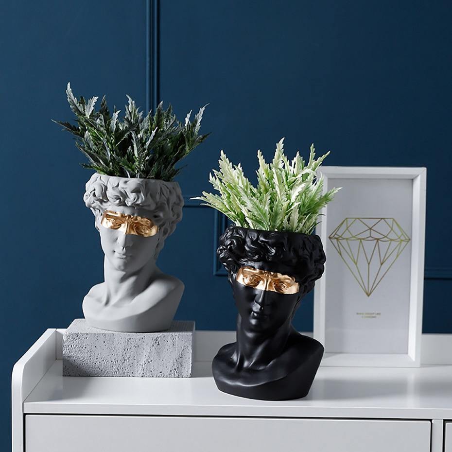 Frendorf | ArtéPlanter Keramik David Kopf Pflanztopf | Klassische Skulptur | Dekorative Vase | Stilvolle Wohnakzente
