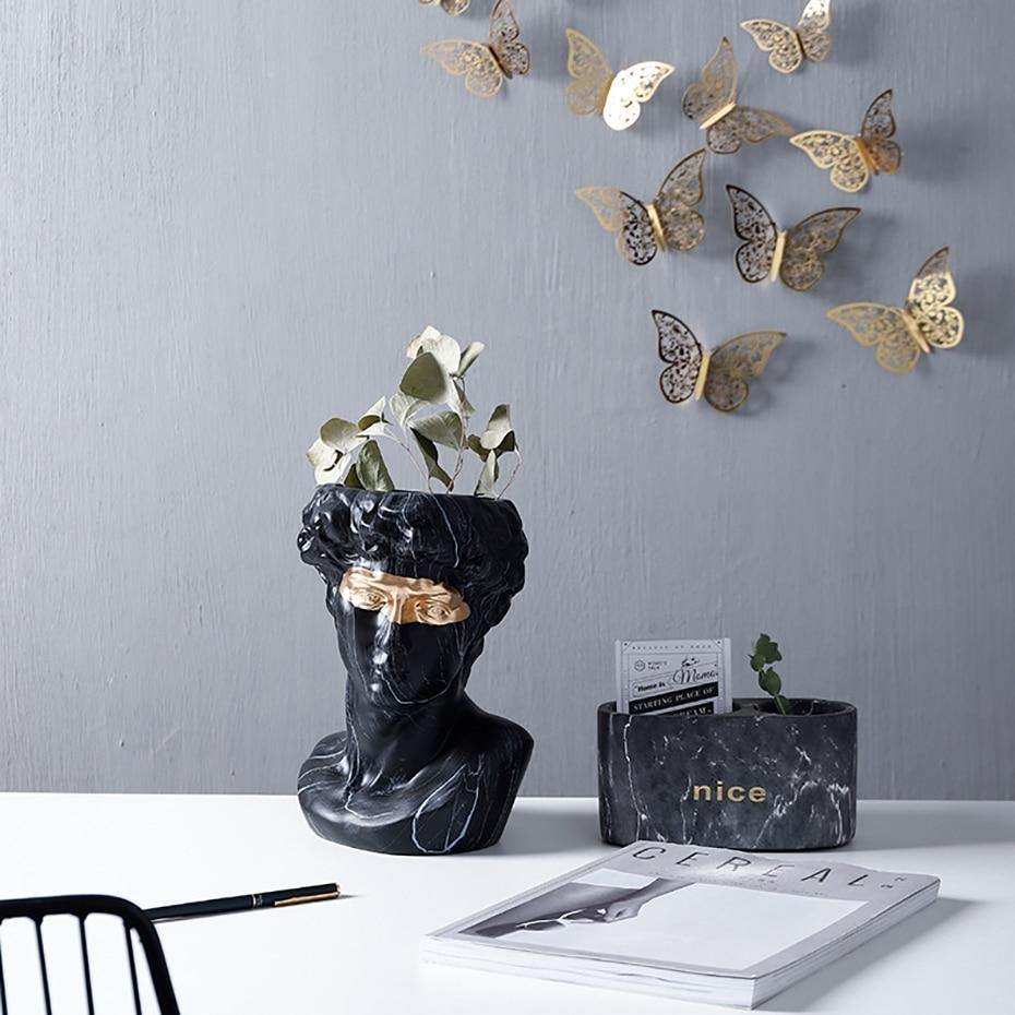 Frendorf | ArtéPlanter Keramik David Kopf Pflanztopf | Klassische Skulptur | Dekorative Vase | Stilvolle Wohnakzente