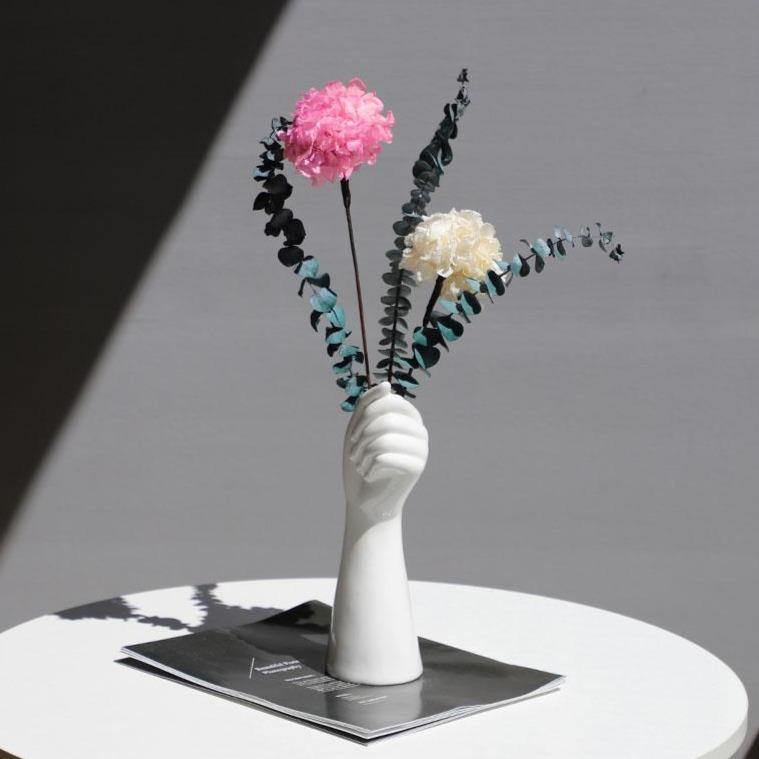 Frendorf | HandVase White Ceramic Blumenvasen | Kreatives Hand-Design | Stilvolle Tischdeko