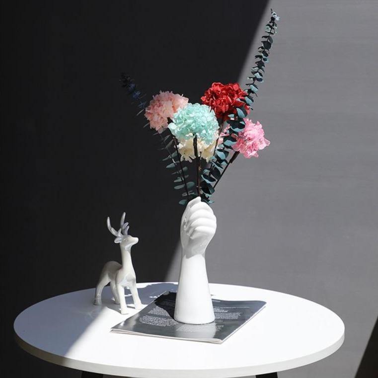 Frendorf | HandVase White Ceramic Blumenvasen | Kreatives Hand-Design | Stilvolle Tischdeko