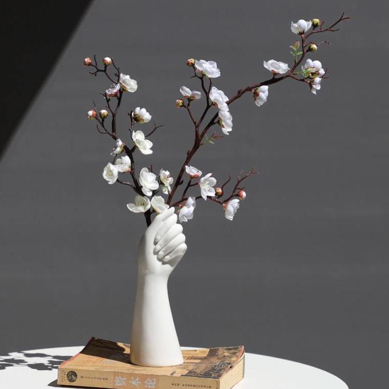 Frendorf | HandVase White Ceramic Blumenvasen | Kreatives Hand-Design | Stilvolle Tischdeko