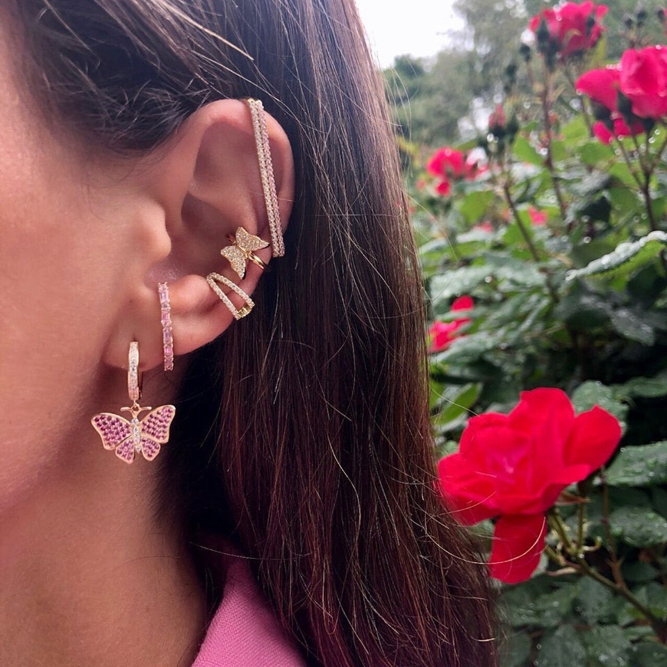 Frendorf | 1 Stück Ohr weiß Regenbogen cz Rechteck Ohrstecker