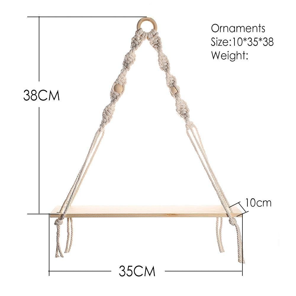 Frendorf | SwingNest Makramee Hängeregal aus Holz | Handgefertigt | Boho Deko | Vielseitig & Stilvoll