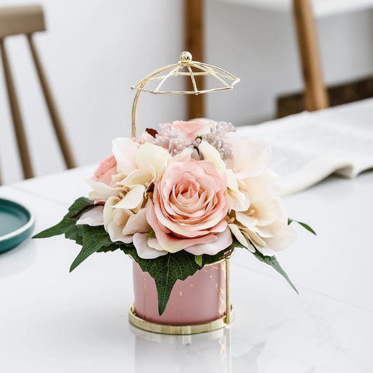 Frendorf | LustraGold Ceramic Swirl Planter mit Goldständer | Eleganter Keramiktopf | Stilvolle Pflanzenhalterung für Zuhause