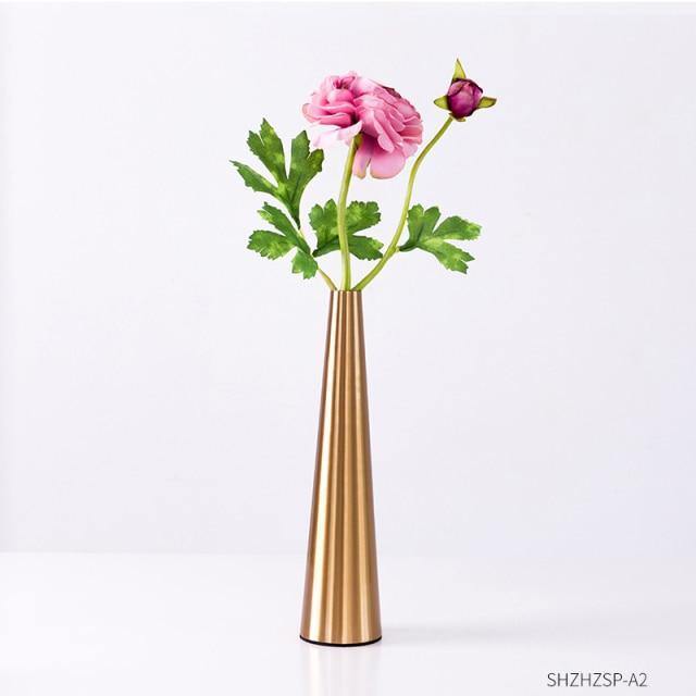 Frendorf | AurumVase Goldene Metall-Kegelvase | Modernes Design | Elegante Wohnakzente