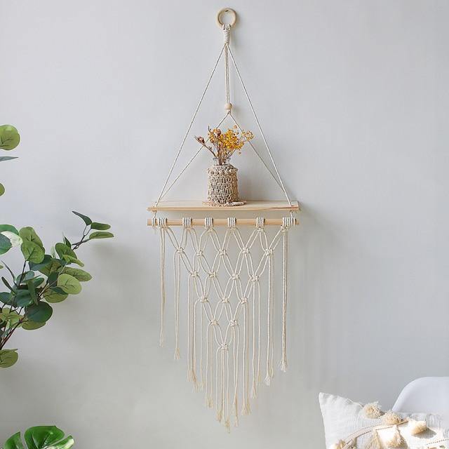 Frendorf | SwingNest Makramee Hängeregal aus Holz | Handgefertigt | Boho Deko | Vielseitig & Stilvoll