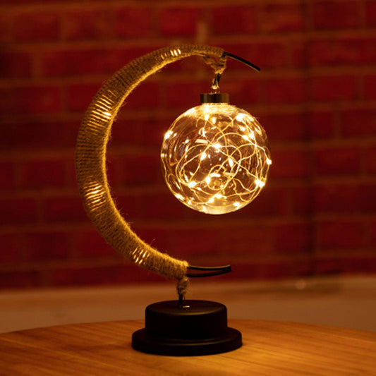 Rayvia Lunar Lampe - Halbmond LED Licht mit Glas Globus für gemütliche Atmosphäre