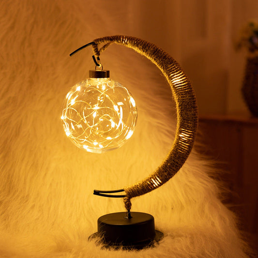 Rayvia Lunar Lampe - Halbmond LED Licht mit Glas Globus für gemütliche Atmosphäre