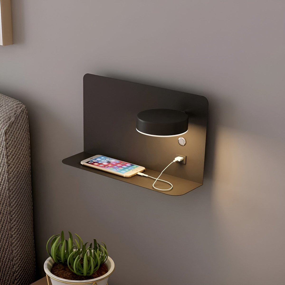 GlowCharge LED Wandleuchte mit USB-Ladegerät | Moderne Beleuchtung mit Schalter