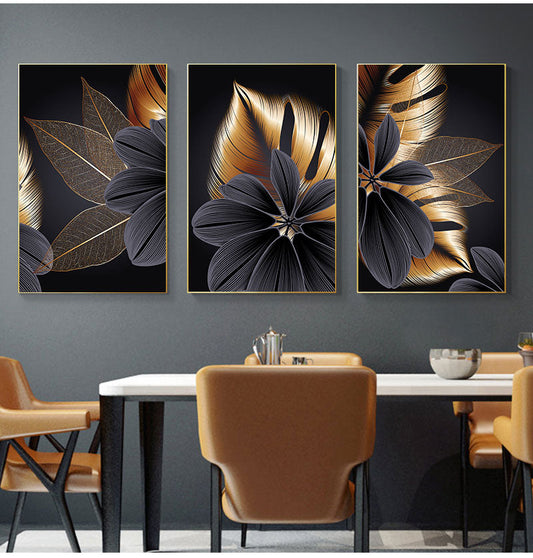 Frendorf | AureliaLeaf Golden Canvas Poster | Natur-Inspirierte Wandkunst | Elegantes Blattdesign | Dekor für Zuhause