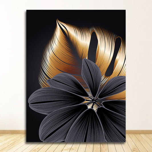 Frendorf | AureliaLeaf Golden Canvas Poster | Natur-Inspirierte Wandkunst | Elegantes Blattdesign | Dekor für Zuhause