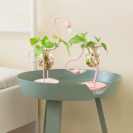 Frendorf | FlamigoBloom Tropische Deko-Vase | Zimmerpflanzengefäß | Stilvolle Glasvase mit Flamingo-Design