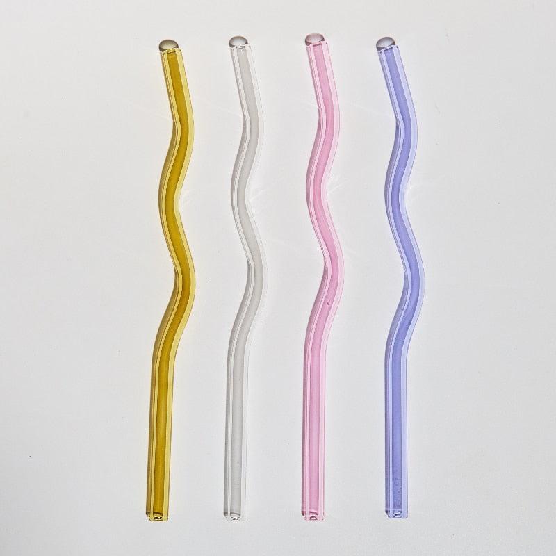 Frendorf | GlassLuxe Twist Glasstrohhalm Set | Bunte Trinkhalme | Nachhaltig & Wiederverwendbar | Für Cocktails & Smoothies