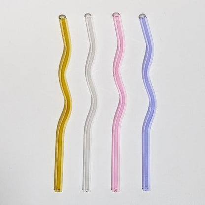 Frendorf | GlassLuxe Twist Glasstrohhalm Set | Bunte Trinkhalme | Nachhaltig & Wiederverwendbar | Für Cocktails & Smoothies
