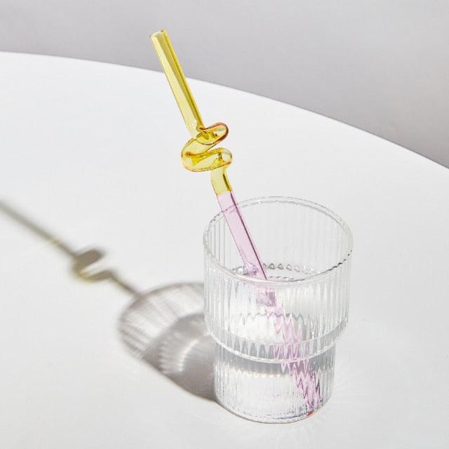 Frendorf | GlassLuxe Twist Glasstrohhalm Set | Bunte Trinkhalme | Nachhaltig & Wiederverwendbar | Für Cocktails & Smoothies