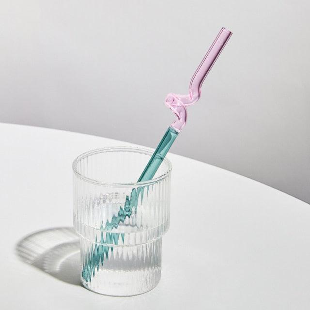 Frendorf | GlassLuxe Twist Glasstrohhalm Set | Bunte Trinkhalme | Nachhaltig & Wiederverwendbar | Für Cocktails & Smoothies