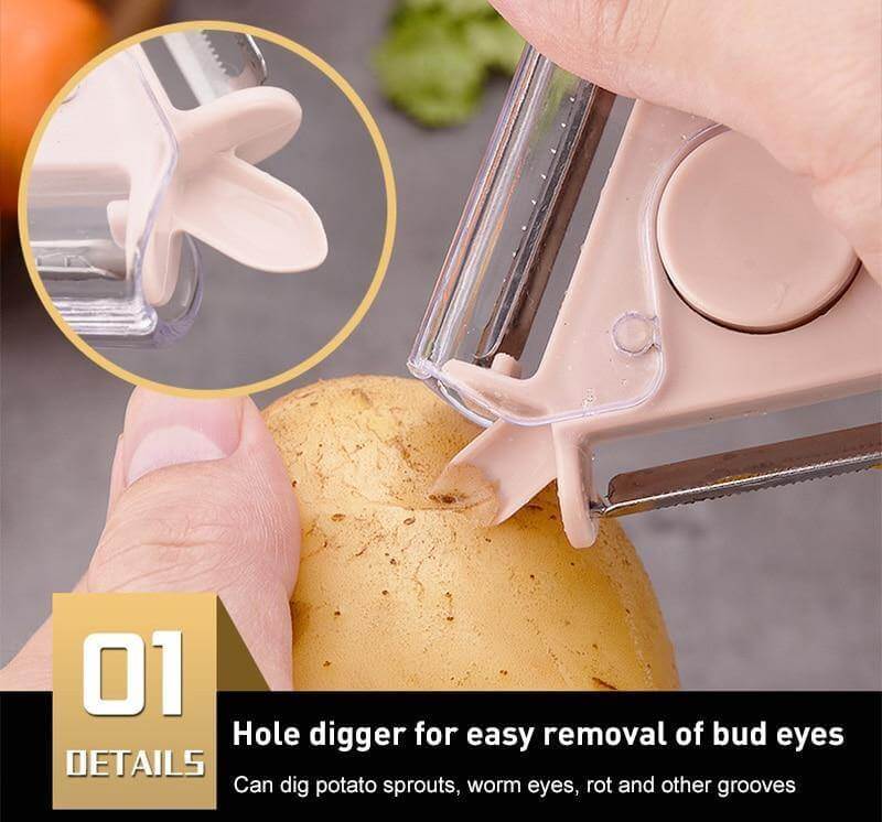 Frendorf | 3in1 Rotierender Edelstahl Obst- und Gemüse-Schäler