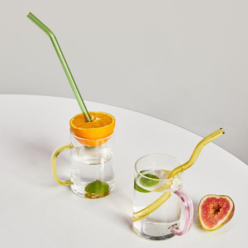 Frendorf | GlassLuxe Twist Glasstrohhalm Set | Bunte Trinkhalme | Nachhaltig & Wiederverwendbar | Für Cocktails & Smoothies