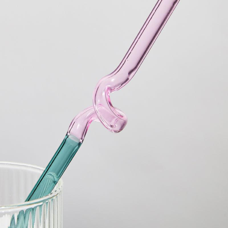 Frendorf | GlassLuxe Twist Glasstrohhalm Set | Bunte Trinkhalme | Nachhaltig & Wiederverwendbar | Für Cocktails & Smoothies
