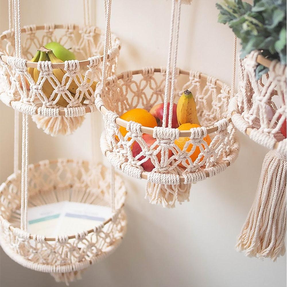 Frendorf | MacraBloom Hängekorb | Boho Makramee Design | Mehrschichtig | Stilvolle Aufbewahrung & Deko