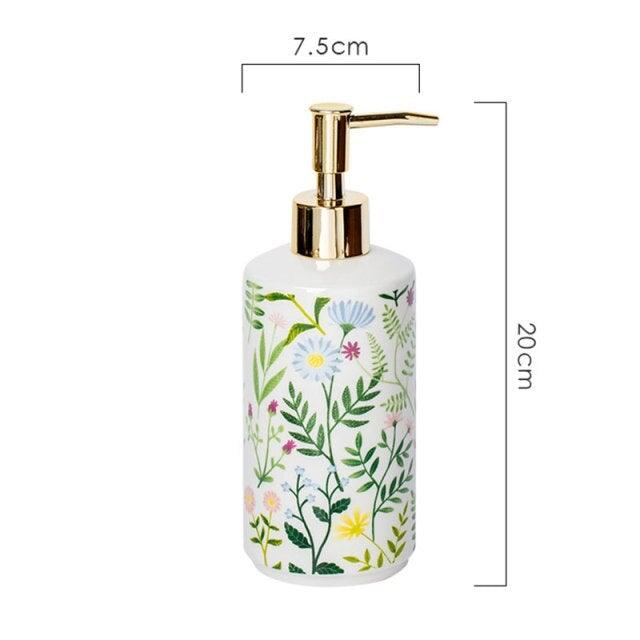 Seifenspender aus Keramik mit Blumenmotiv