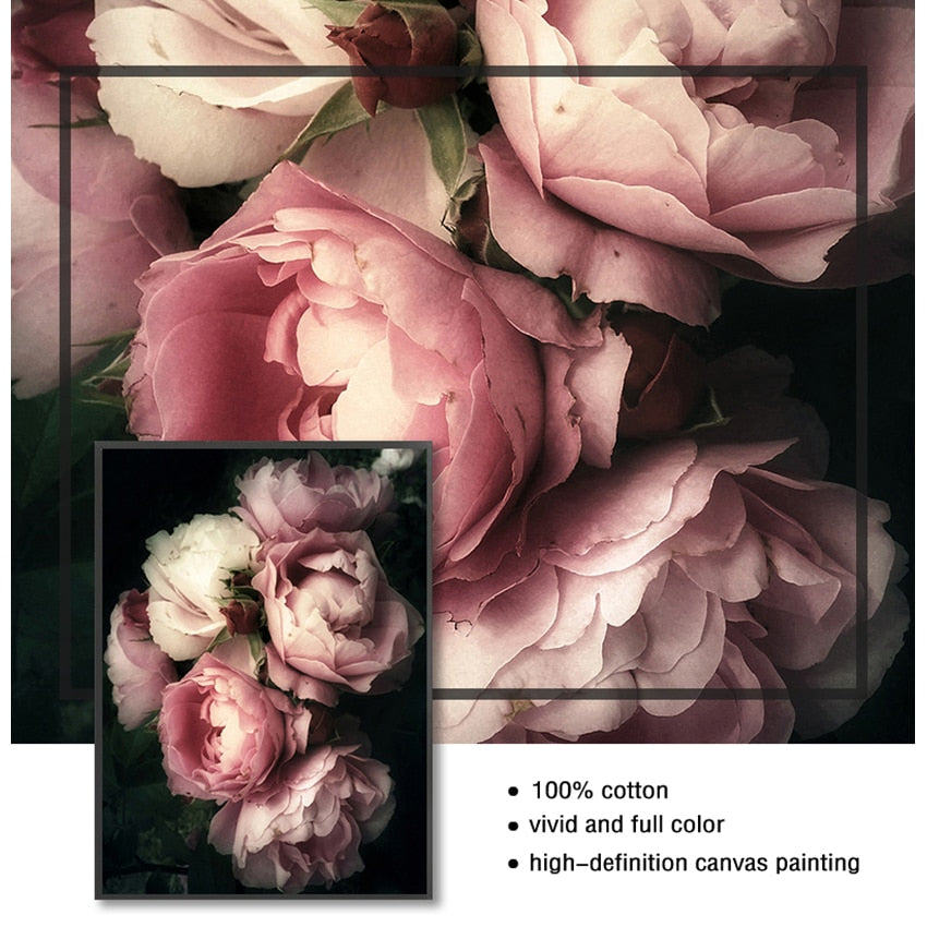 Frendorf | Blossomiq Pink Rose Leinwanddruck | Elegante Blütenkunst | Wanddeko für Zuhause