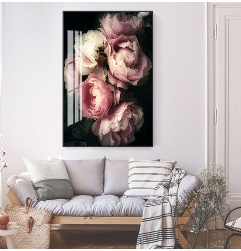 Frendorf | Blossomiq Pink Rose Leinwanddruck | Elegante Blütenkunst | Wanddeko für Zuhause