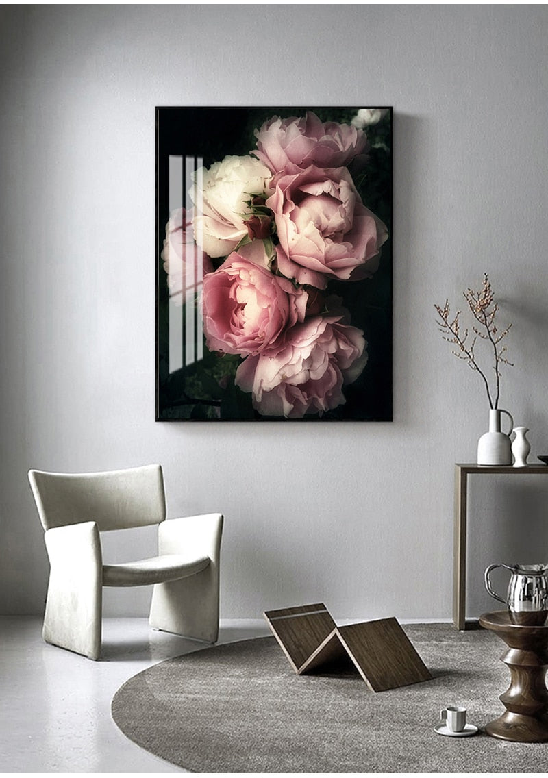 Frendorf | Blossomiq Pink Rose Leinwanddruck | Elegante Blütenkunst | Wanddeko für Zuhause