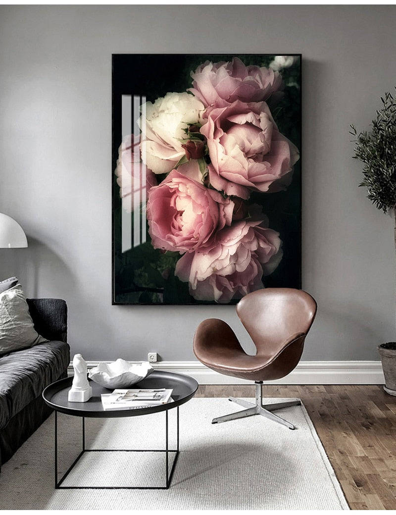Frendorf | Blossomiq Pink Rose Leinwanddruck | Elegante Blütenkunst | Wanddeko für Zuhause