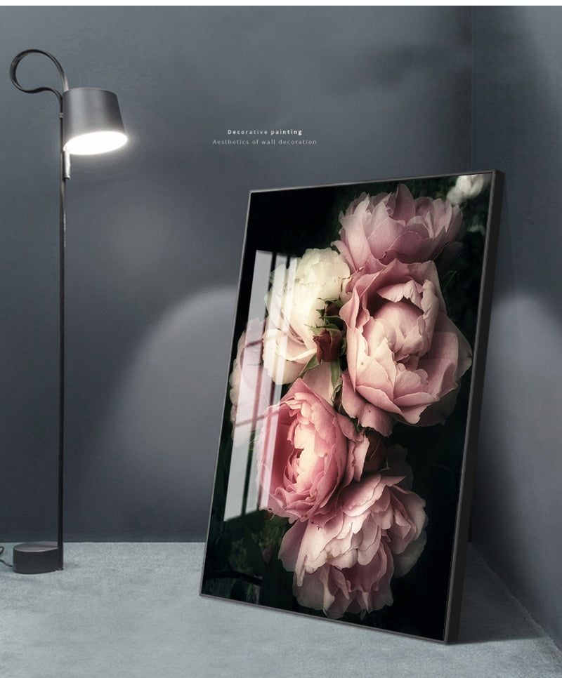 Frendorf | Blossomiq Pink Rose Leinwanddruck | Elegante Blütenkunst | Wanddeko für Zuhause