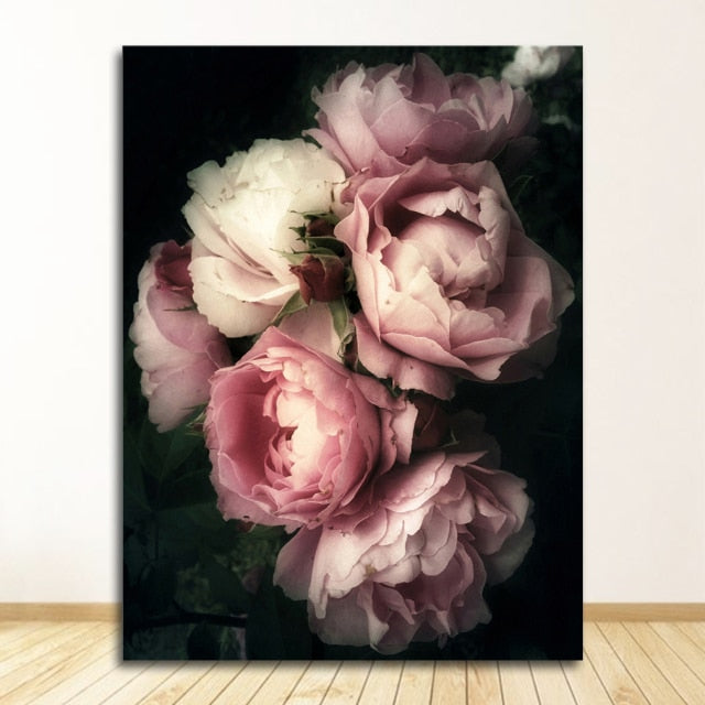 Frendorf | Blossomiq Pink Rose Leinwanddruck | Elegante Blütenkunst | Wanddeko für Zuhause
