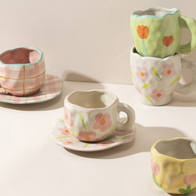 HANDGMALTE BLUMENSET