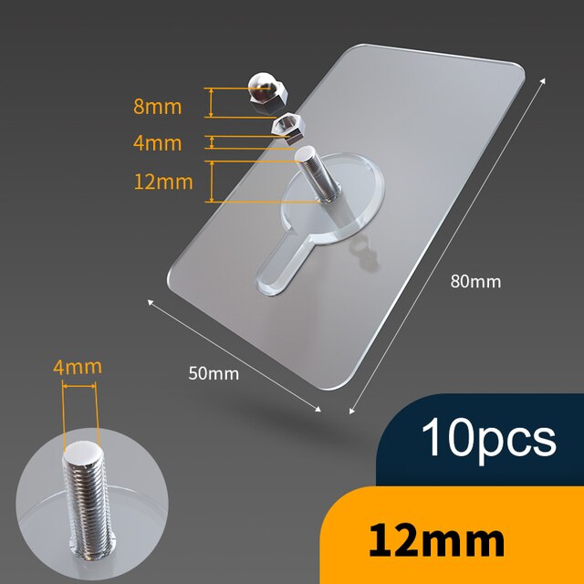 Frendorf | 10 Stück Schwerlast Punch-Free Transparente Klebehaken