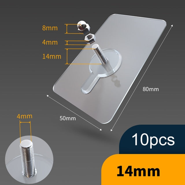 Frendorf | 10 Stück Schwerlast Punch-Free Transparente Klebehaken