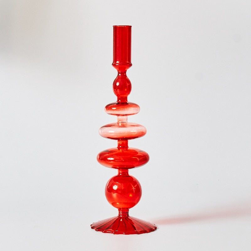 Kirsche Rote Glas Stabkerzenhalter & Vasen
