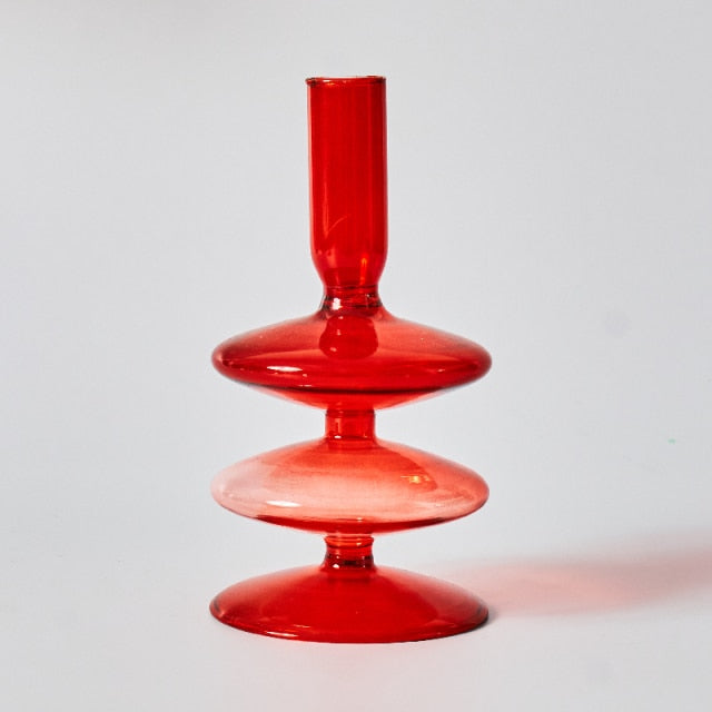 Kirsche Rote Glas Stabkerzenhalter & Vasen