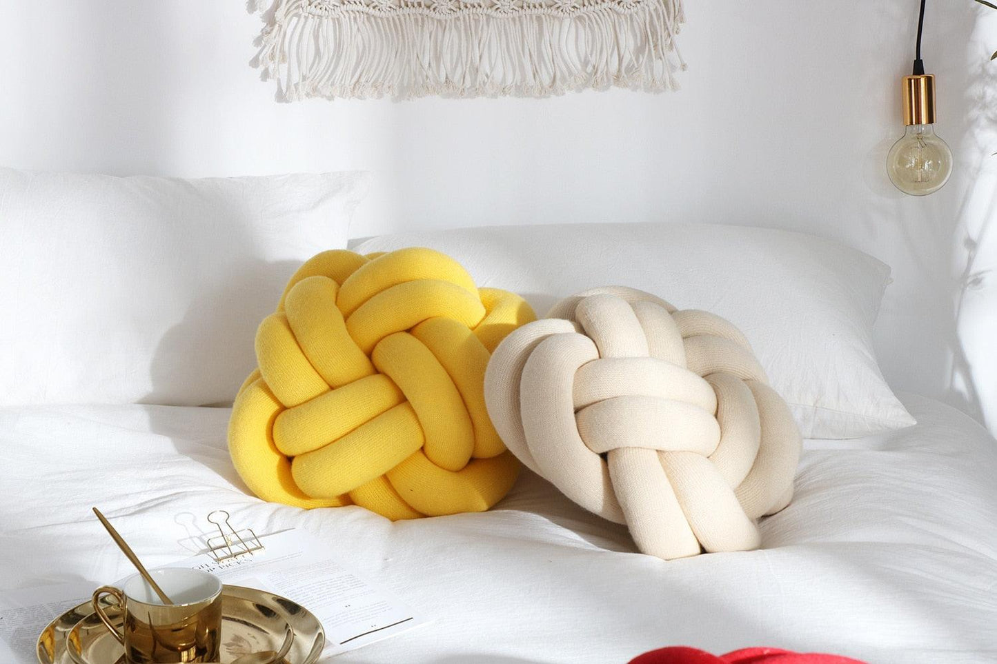 Frendorf | Knotta Twist Baumwoll Kissen | Dekoratives Knotenkissen | Weich & Stylisch | Für Wohnzimmer & Schlafzimmer
