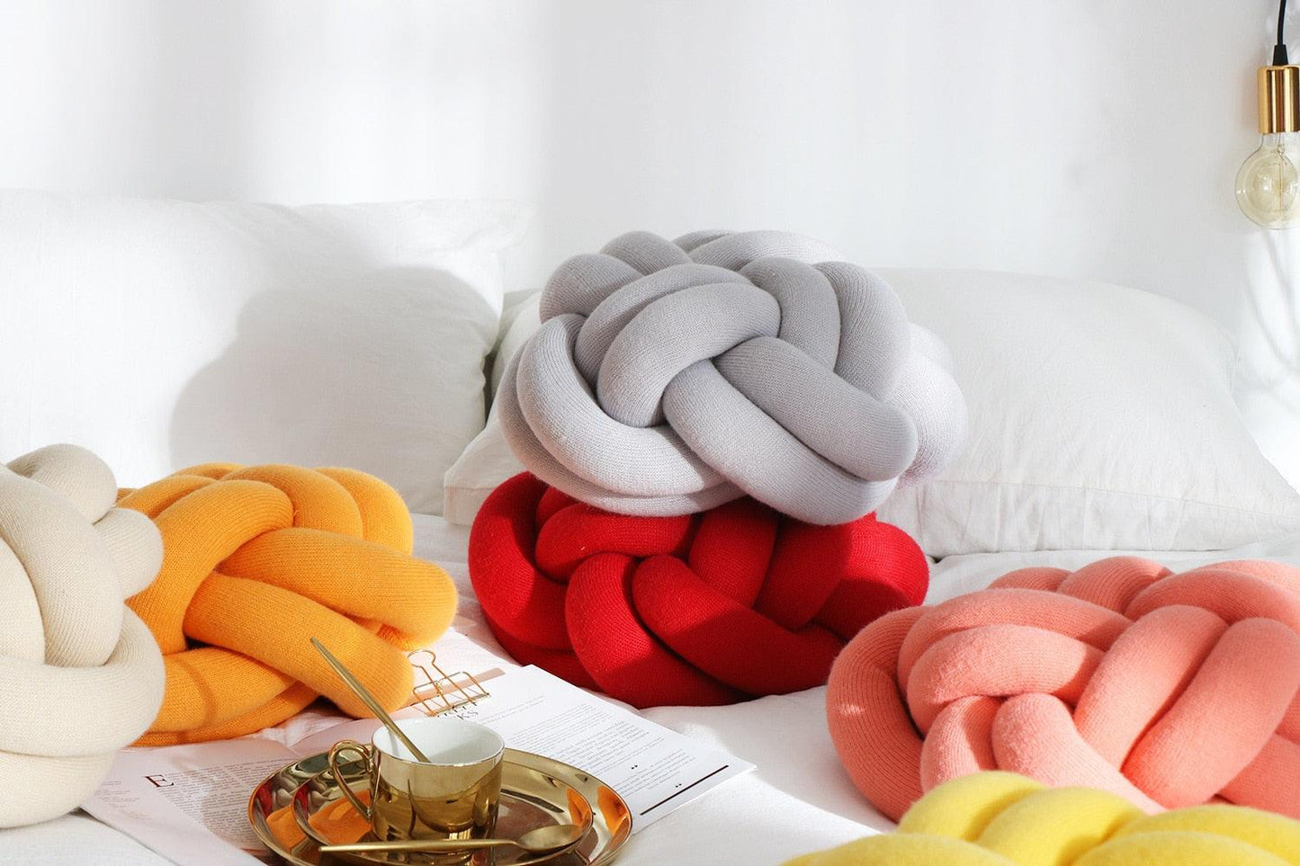 Frendorf | Knotta Twist Baumwoll Kissen | Dekoratives Knotenkissen | Weich & Stylisch | Für Wohnzimmer & Schlafzimmer