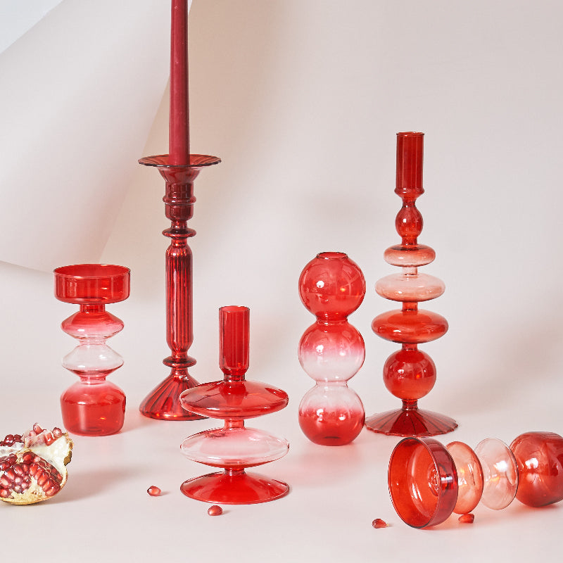 Kirsche Rote Glas Stabkerzenhalter & Vasen