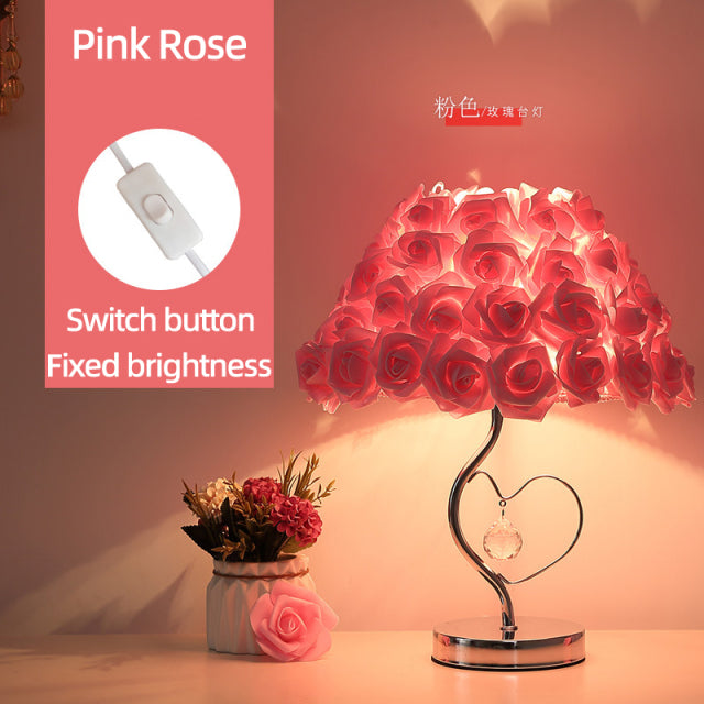 Rose Blüten Nachttischlampe