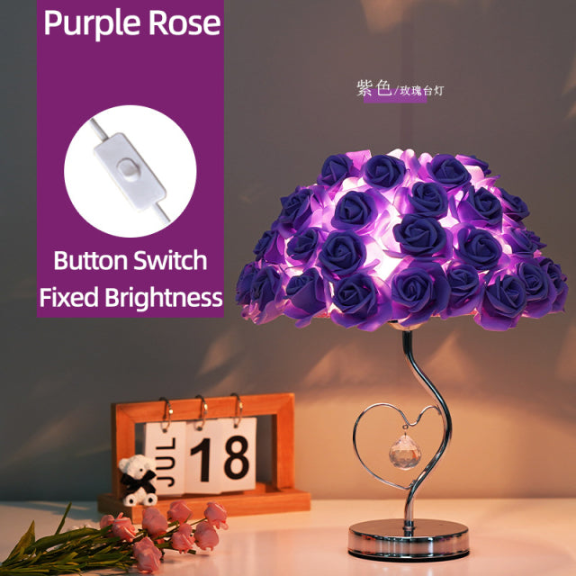 Rose Blüten Nachttischlampe