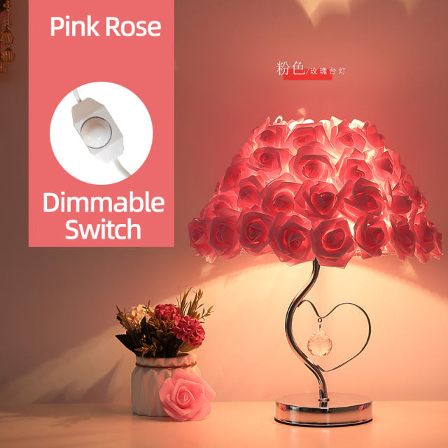 Rose Blüten Nachttischlampe