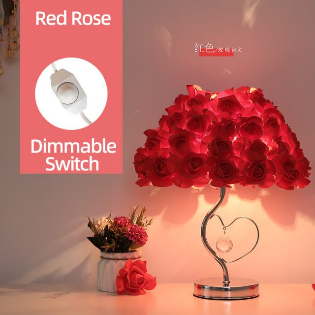 Rose Blüten Nachttischlampe