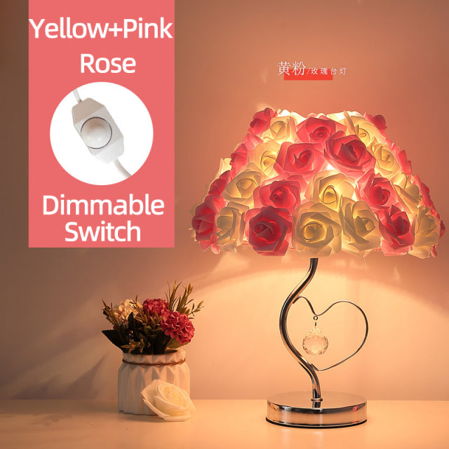 Rose Blüten Nachttischlampe